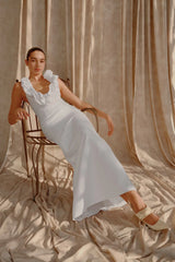 Carolyn Linen Bubble Maxi Dress - White