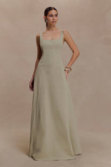Salma Drop Waist Cotton Maxi Dress - Sage