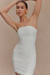 Jianna Strapless Mesh Mini Dress - White