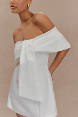Gloria Mini Off Shoulder Drape Dress - White