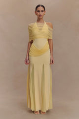 Gabrielle Slinky And Mesh Maxi Dress - Lemon