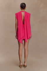 Giulia Chiffon Draped Mini Dress - Raspberry