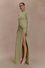 Deanna Long Sleeve Gathered Maxi Dress - Sage