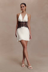 Dinah Lace And Satin Mini Dress - Black/Ivory