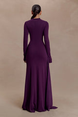 Grayson Knit Chiffon Maxi Dress - Plum