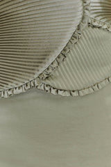 Larissa Satin Maxi Dress With Ruched Petals - Sage