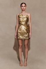 Sadie Structured Mini Dress - Gold