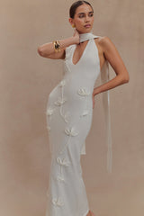 Wynn Floral Knit Midi Dress - White