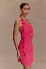 Gwenda Satin Floral Mini Dress - Dragonfruit