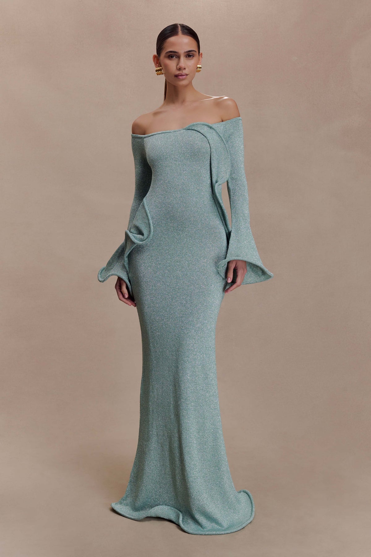 Sandrine Lurex Knit Maxi Dress - Aqua