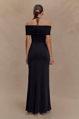 Bernadina Mesh And Slinky Halter Maxi Dress - Black