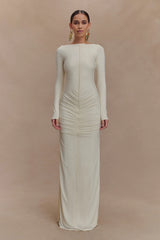 Louisa Long Sleeve Slinky Maxi Dress - Ivory