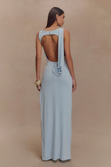 Henley Slinky Drape Maxi Dress - Pale Blue