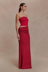 Jasiel Strapless Knit Maxi Dress - Red