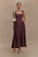 Sharon Scuba Jersey Midi Dress - Cacao Brown