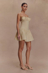 Janis Cotton Frill Mini Dress - Nude