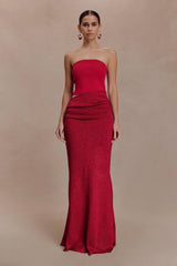Jasiel Strapless Knit Maxi Dress - Red