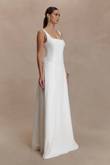 Salma Drop Waist Cotton Maxi Dress - White