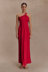 Philippa Knotted Crepe Maxi Dress - Ruby