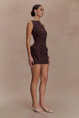 Bexley Draped Mini Dress - Dark Chocolate