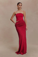 Jasiel Strapless Knit Maxi Dress - Red