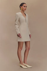 Arora Suiting Blazer Dress With Pleating - Sand