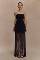 Koah Fringe Bandage Knit Maxi Dress - Black