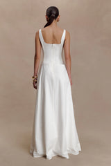 Salma Drop Waist Cotton Maxi Dress - White