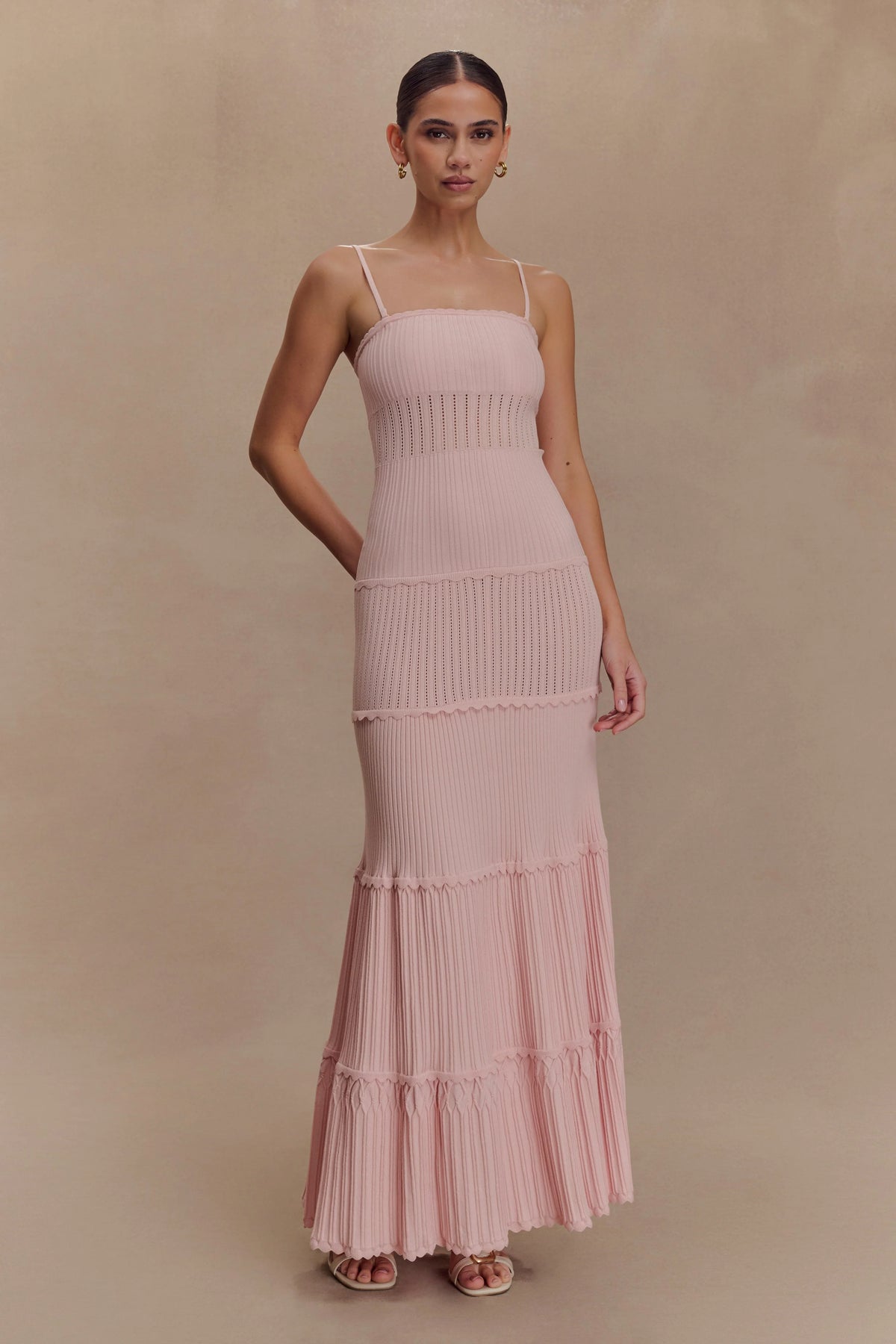 Finley Pointelle Knit Maxi Dress - Baby Pink