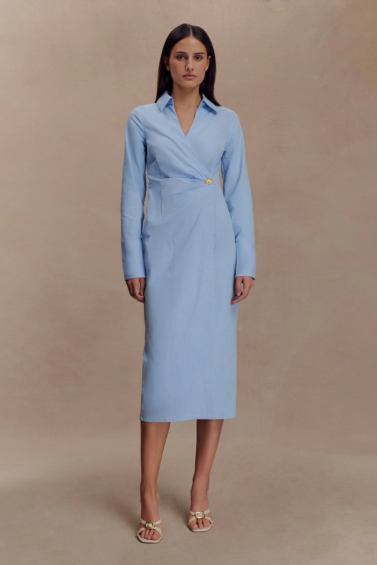 Mikaila Asymmetric Shirt Dress - Blue