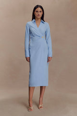Mikaila Asymmetric Shirt Dress - Blue