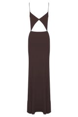 Reama Wrap Over Knit Maxi Dress - Chocolate