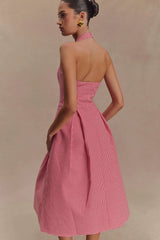 Juana Halter Midi Dress - Red Gingham