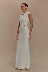Kaida Slinky Maxi Dress With Hardware - Ivory