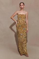 Porter Hand Beaded Midi Dress - Gold