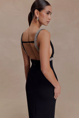 Lorde Embellished Crepe Maxi Dress - Black