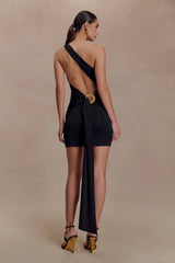 Claudette Slinky Mini Dress With Hardware - Black
