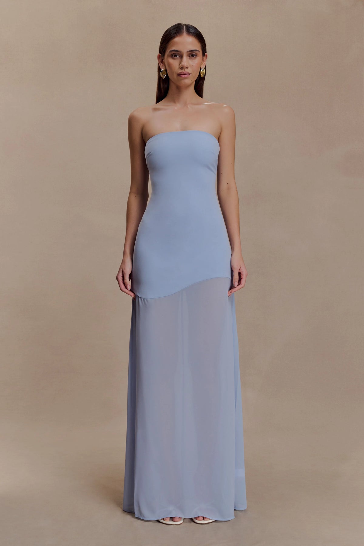 Mason Crepe And Chiffon Maxi Dress - Powder Blue