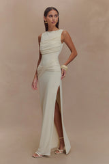 Henley Slinky Drape Maxi Dress - Ivory