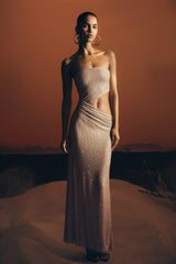 Starla Strapless Diamante Maxi Dress - Gold