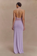 Bonnie Slinky And Lace Maxi Dress - Lilac