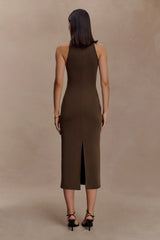 Kennedy High Neck Midi Dress - Chocolate