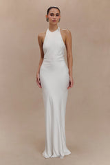Rinna Satin Halter Maxi Dress - Ivory