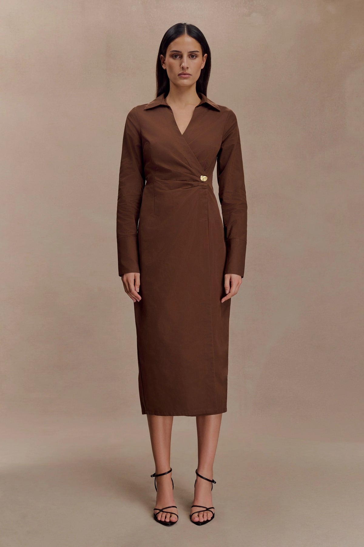 Mikaila Asymmetric Shirt Dress - Dark Chocolate