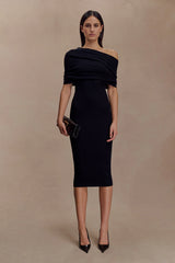 Zandie Cashmere Blend Knit Midi Dress - Black