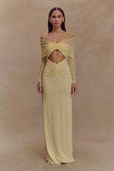 Rafaella Slinky And Mesh Maxi Dress - Lemon