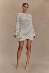 Aileen Ruffle Crochet Mini Dress - Ivory