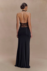 Bonnie Slinky And Lace Maxi Dress - Black