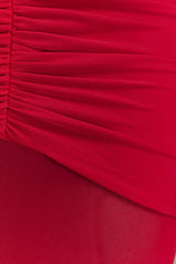 Delaney Slinky And Mesh Maxi Dress - Red