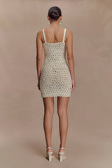Vanessa Hand Crochet Pearl Mini Dress - Ivory